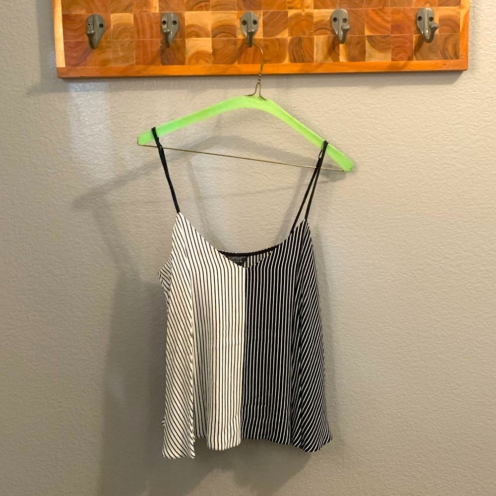Topshop Striped Black and White Tank